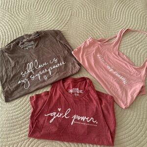 Set of 3 Savage Babe workout tops.